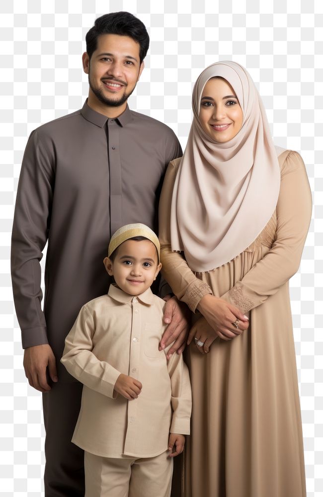 PNG Happy Muslim family smiling adult togetherness. 