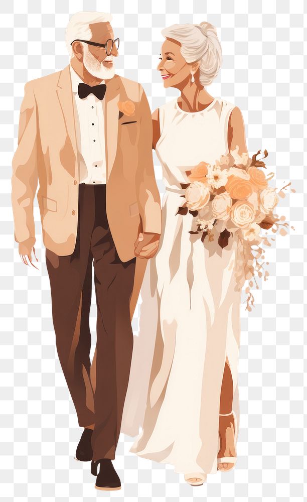PNG Old couple wedding fashion flower. AI generated Image by rawpixel.