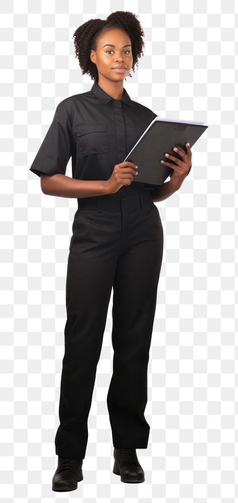 PNG Black female mechanic standing vehicle uniform. AI generated Image by rawpixel.