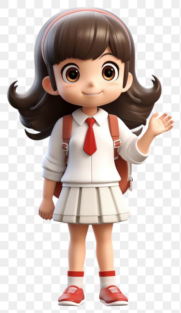 PNG  Japanese girl Kindergarten children cartoon doll cute. AI generated Image by rawpixel.