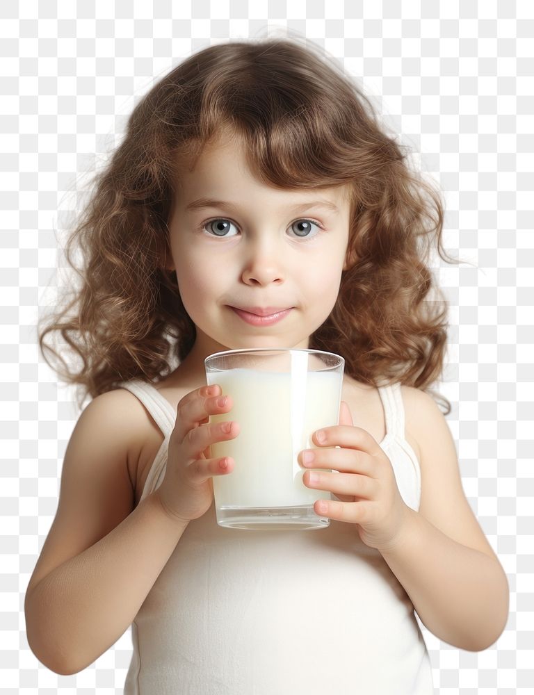 PNG Children girl drinking milk portrait. AI generated Image by rawpixel.