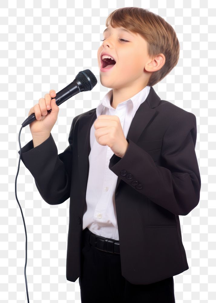 PNG Kid singing holding microphone child white background performance. AI generated Image by rawpixel.