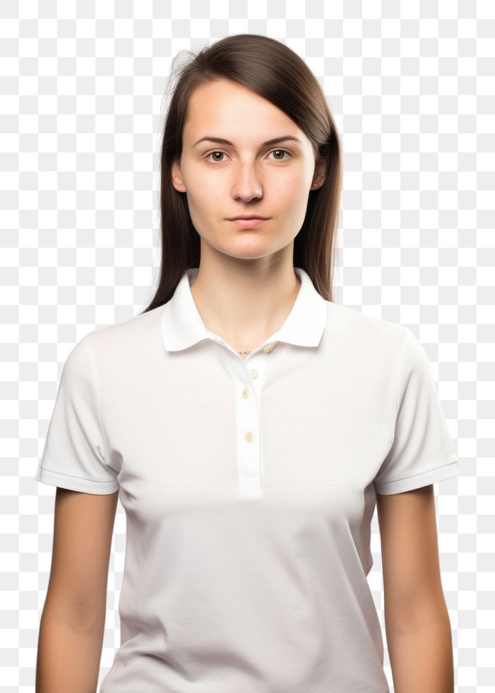 PNG  Woman wear polo shirt portrait t-shirt sleeve. AI generated Image by rawpixel.