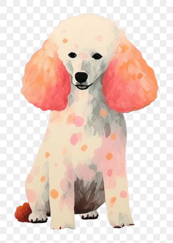 PNG Poodle dog poodle painting mammal. AI generated Image by rawpixel.