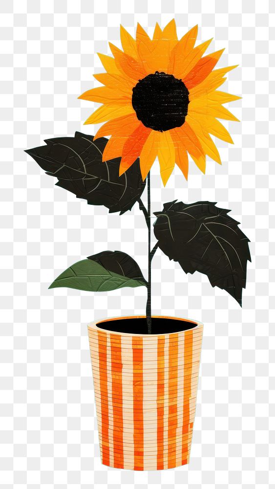 PNG Sunflower vase art plant. AI generated Image by rawpixel.