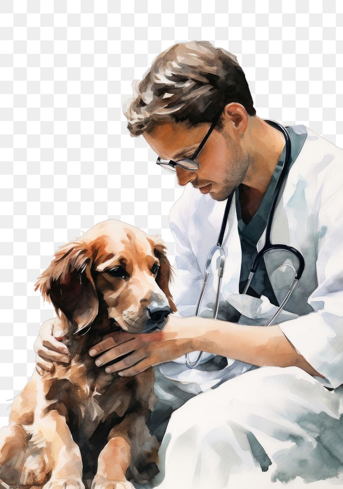 PNG Veterinarian hands checking dog doctor adult stethoscope. AI generated Image by rawpixel.