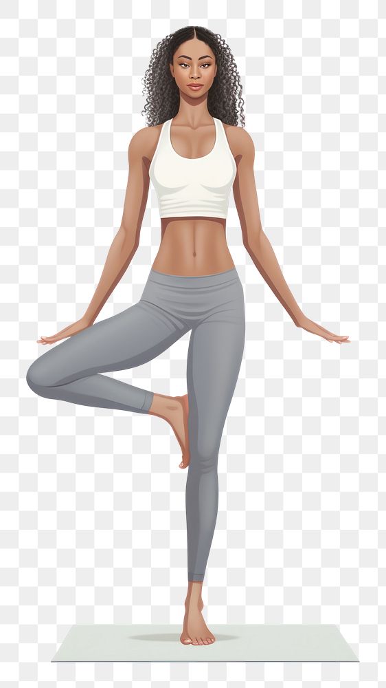 PNG  Yoga pose standing sports adult. AI generated Image by rawpixel.