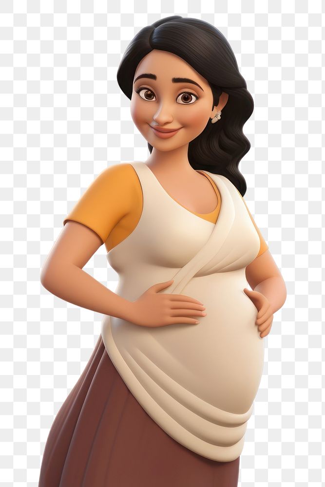 PNG Indian pregnant woman cartoon adult doll. AI generated Image by rawpixel.