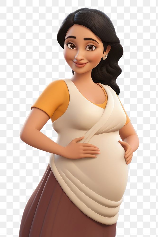 PNG Indian pregnant woman cartoon adult doll. 