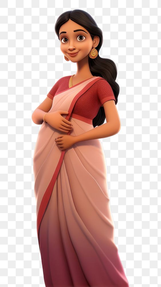 PNG Indian pregnant woman cartoon dress adult. AI generated Image by rawpixel.