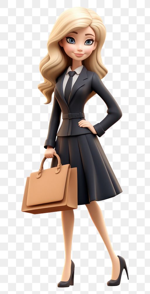 PNG Business woman bag footwear figurine. AI generated Image by rawpixel.