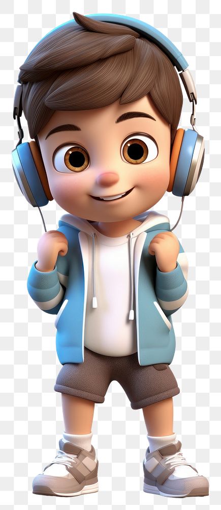 PNG Boy listening music headphones cartoon cute. AI generated Image by rawpixel.