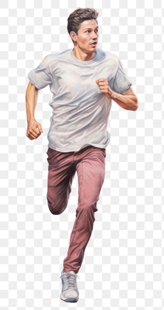 PNG Man running jogging t-shirt adult. 