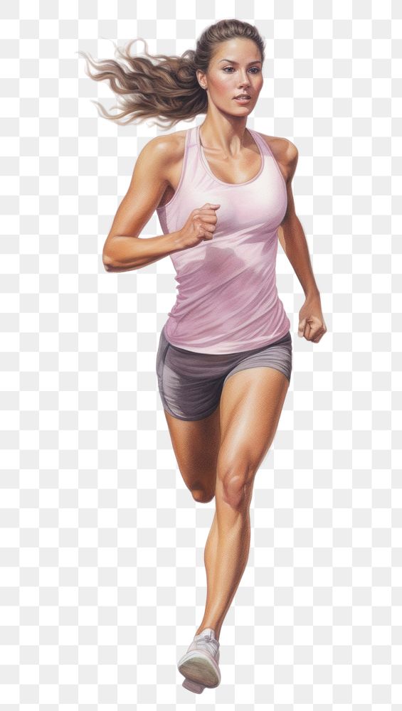 PNG Woman running jogging shorts adult. AI generated Image by rawpixel.