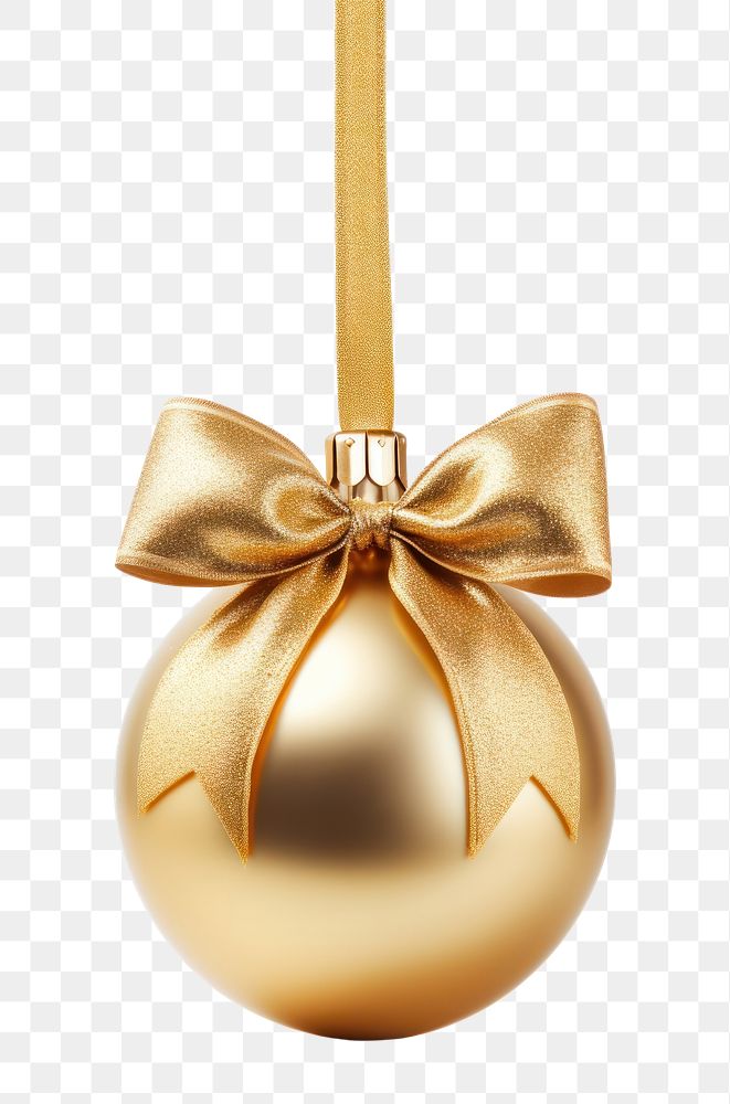 PNG Golden decoration Christmas ball christmas hanging bow.