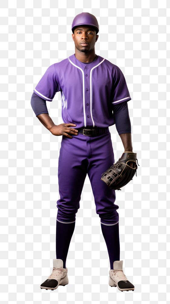 PNG Baseball player purple athlete sports. AI generated Image by rawpixel.