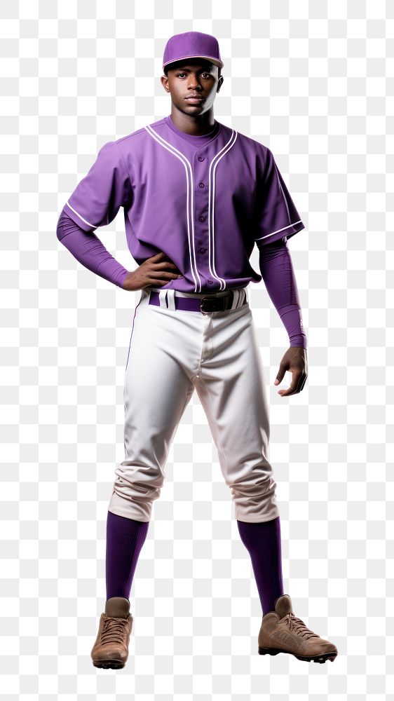 PNG Baseball player purple athlete sports. AI generated Image by rawpixel.