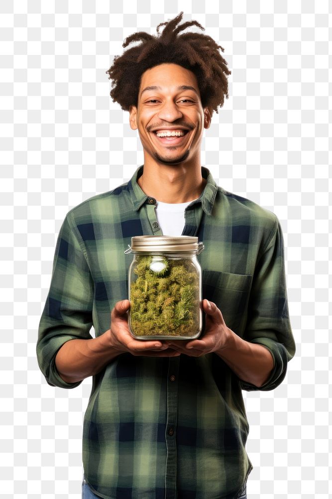 PNG Male holding marijuana jar adult white background. AI generated Image by rawpixel.