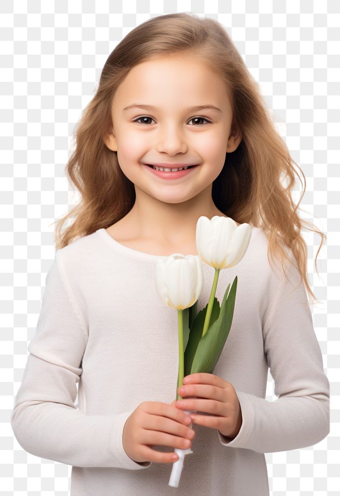 PNG Happy little girl portrait sleeve flower. AI generated Image by rawpixel.