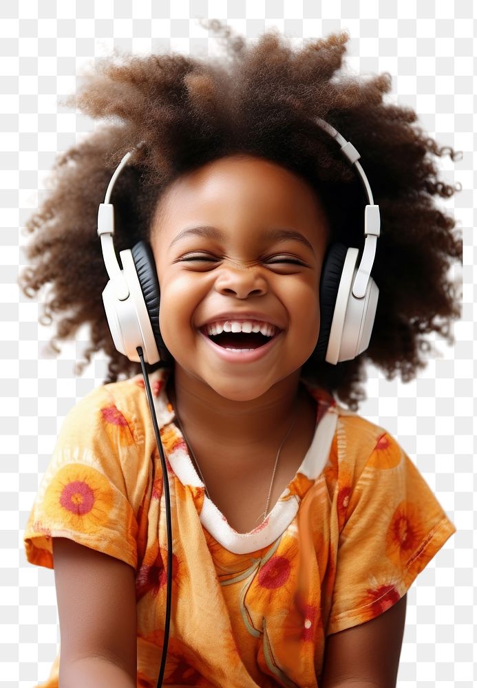 PNG Headphones laughing headset child. AI generated Image by rawpixel.
