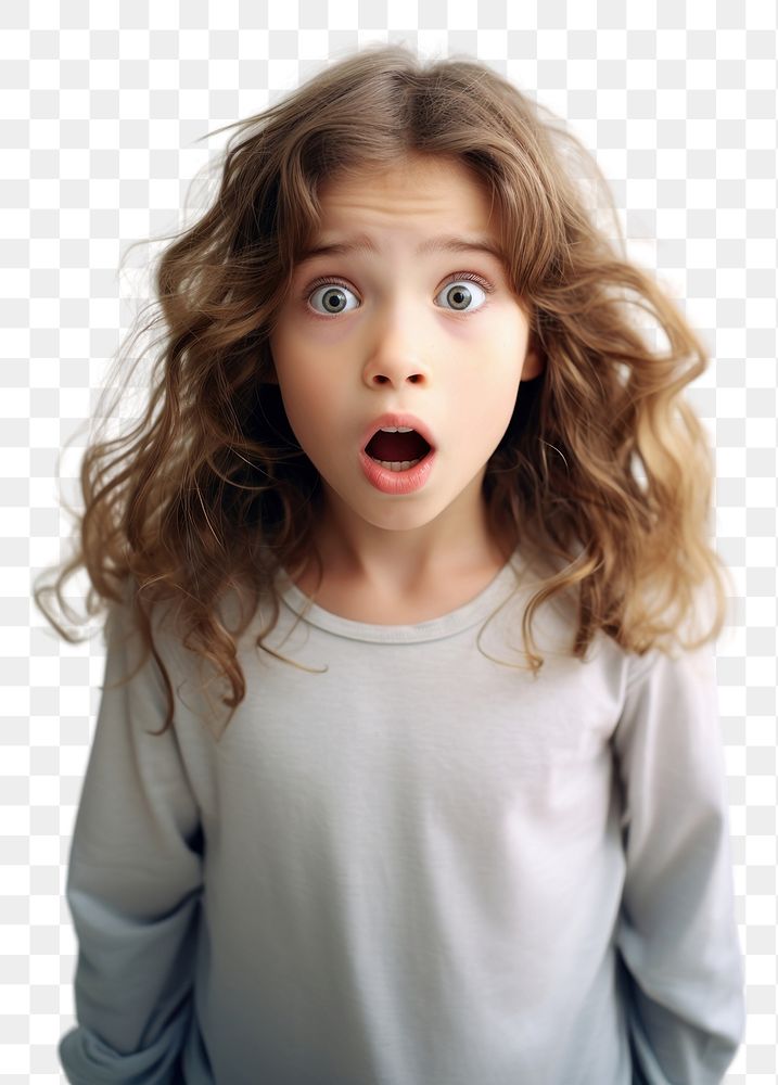 PNG Kid girl surprised portrait child. AI generated Image by rawpixel.