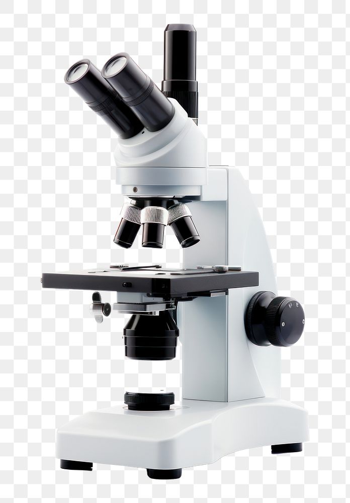 PNG Scientist microscope white background biotechnology magnification. AI generated Image by rawpixel.