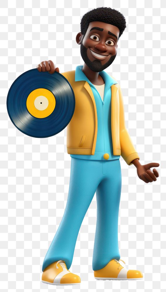 PNG African afrobeat singer cartoon record yellow. 