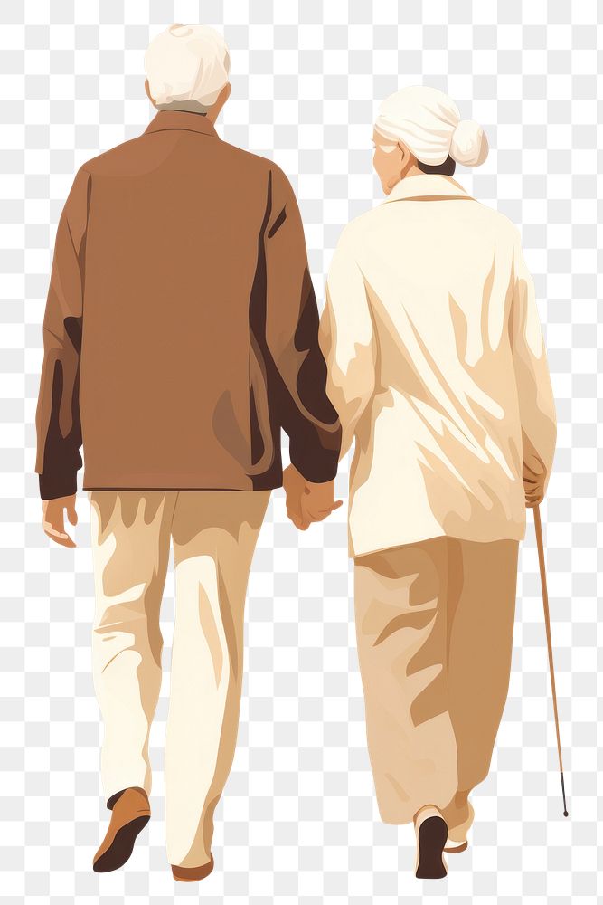 PNG Senior couple walking together adult togetherness architecture. AI generated Image by rawpixel.