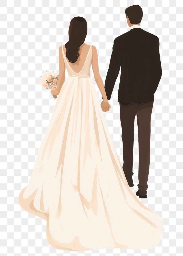 PNG Wedding couple holding hands fashion dress adult. AI generated Image by rawpixel.