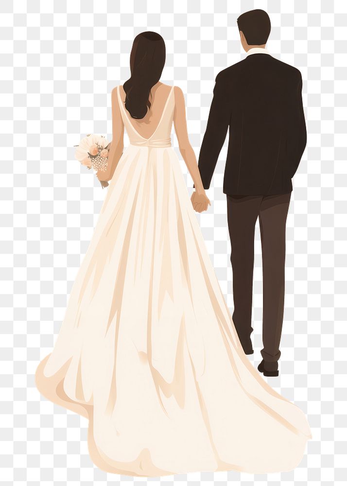 PNG Wedding couple holding hands fashion dress adult. 