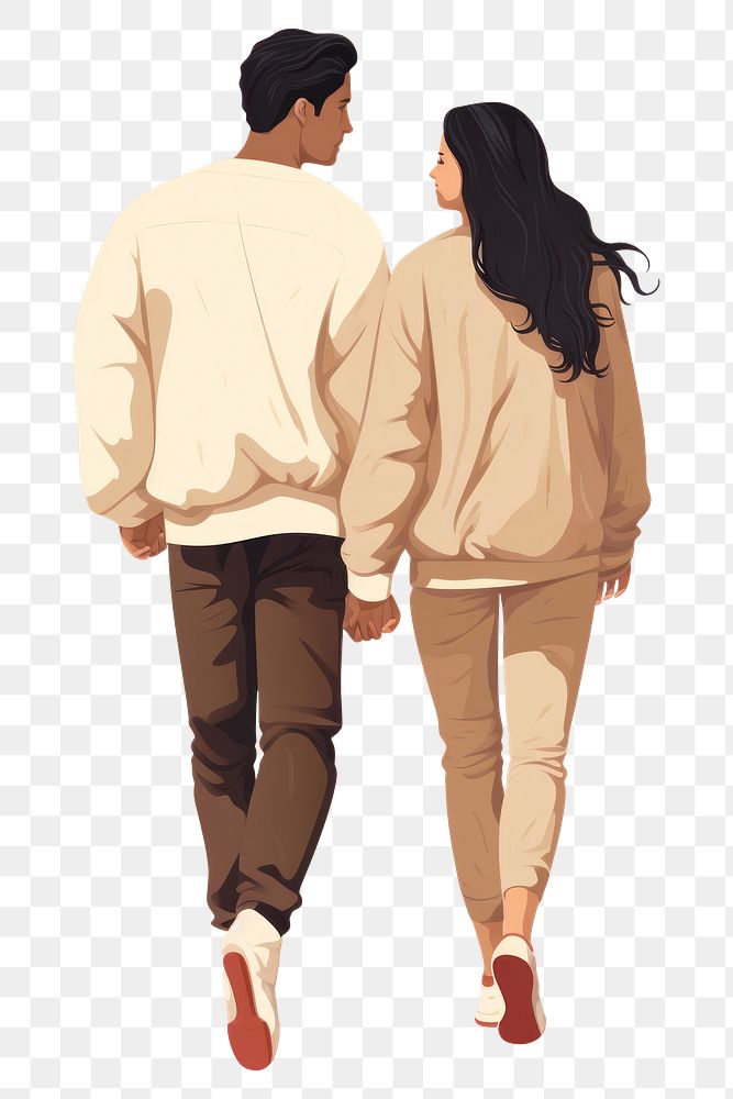 PNG Teen age couple walking adult togetherness. 