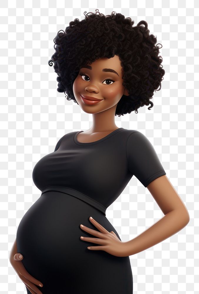PNG Black pregnant woman cartoon adult white background. AI generated Image by rawpixel.