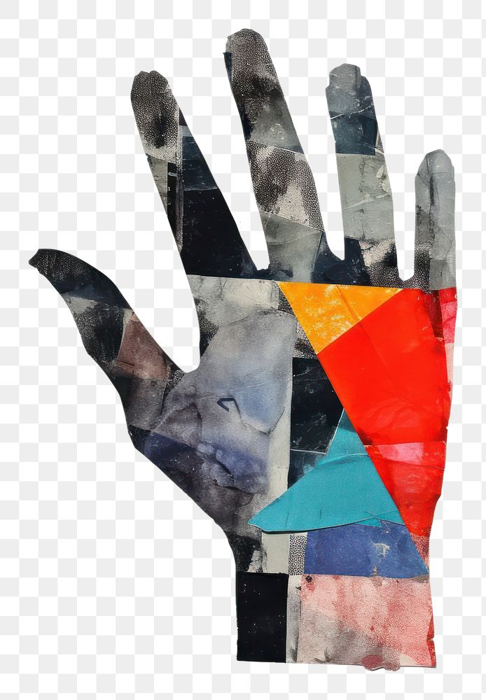 PNG Hand painting collage glove. 