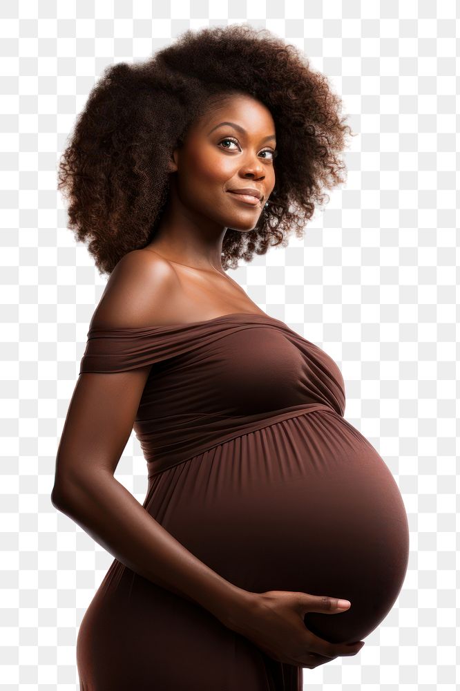 PNG Black pregnant woman portrait adult white background. AI generated Image by rawpixel.
