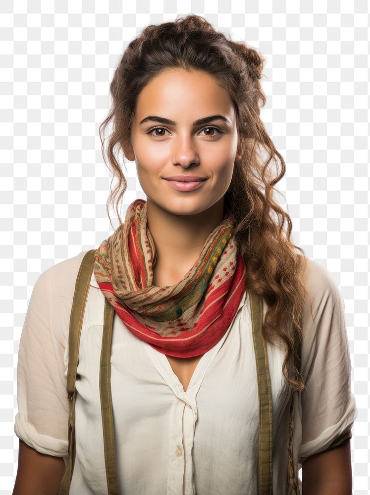 PNG Woman portrait scarf photo. AI generated Image by rawpixel.