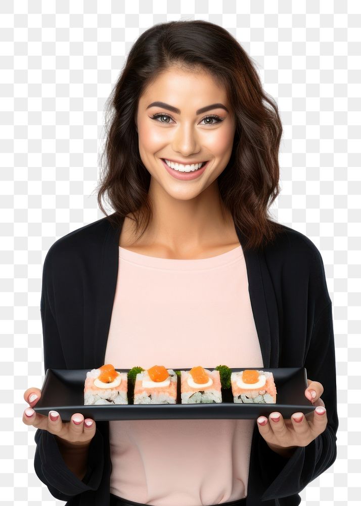 PNG Sushi roll food adult woman. AI generated Image by rawpixel.