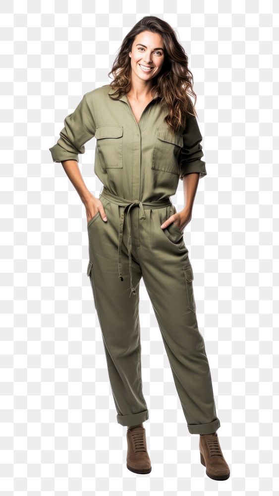 PNG Adult khaki woman white background. AI generated Image by rawpixel.
