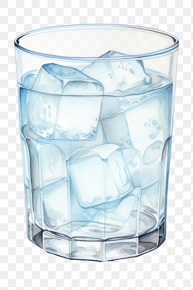 PNG Glass ice drink white background, digital paint illustration. AI generated image
