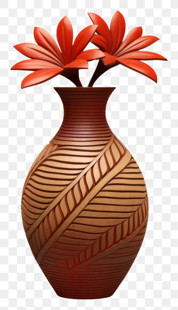 PNG Flower vase pottery plant white background. AI generated Image by rawpixel.