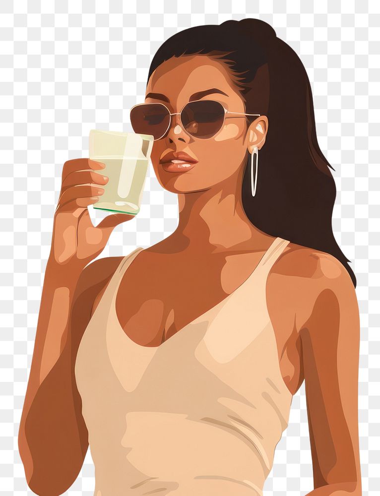 PNG African American woman drinking adult refreshment. AI generated Image by rawpixel.