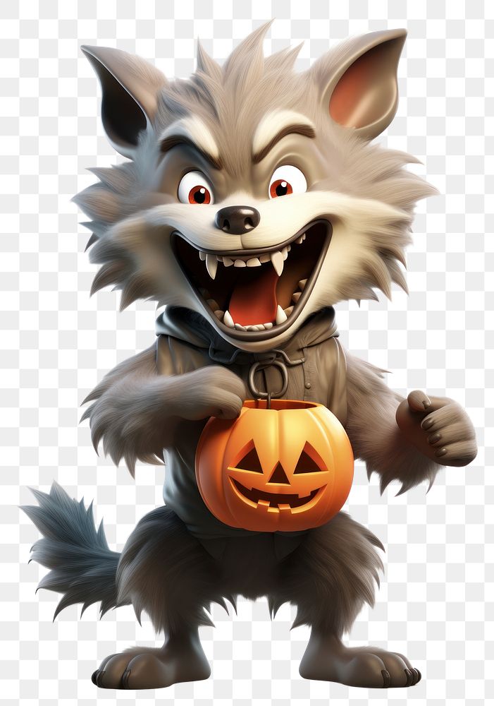 PNG Werewolf Howl cute 3D halloween white background anthropomorphic. AI generated Image by rawpixel.
