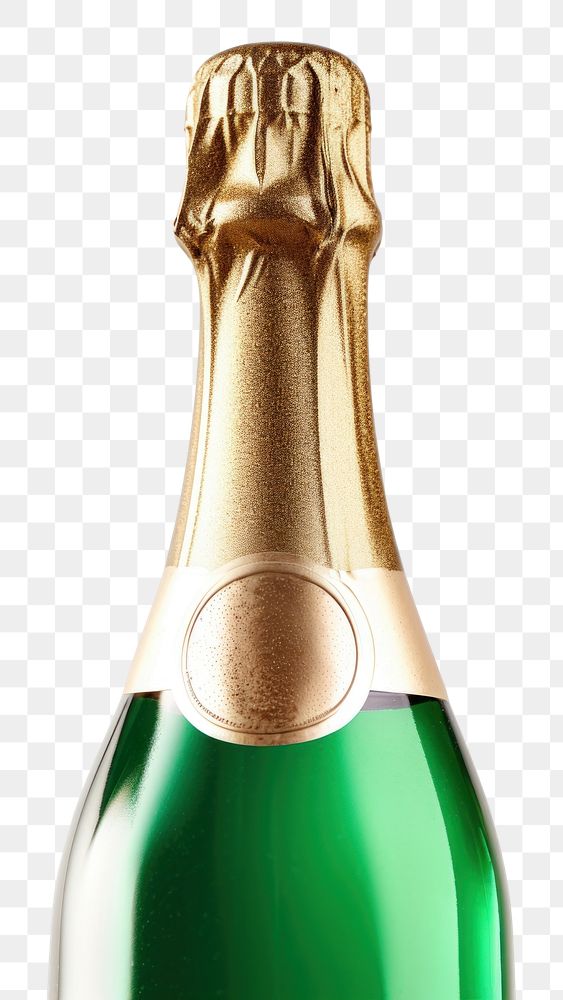PNG Champagne bottle drink green. 