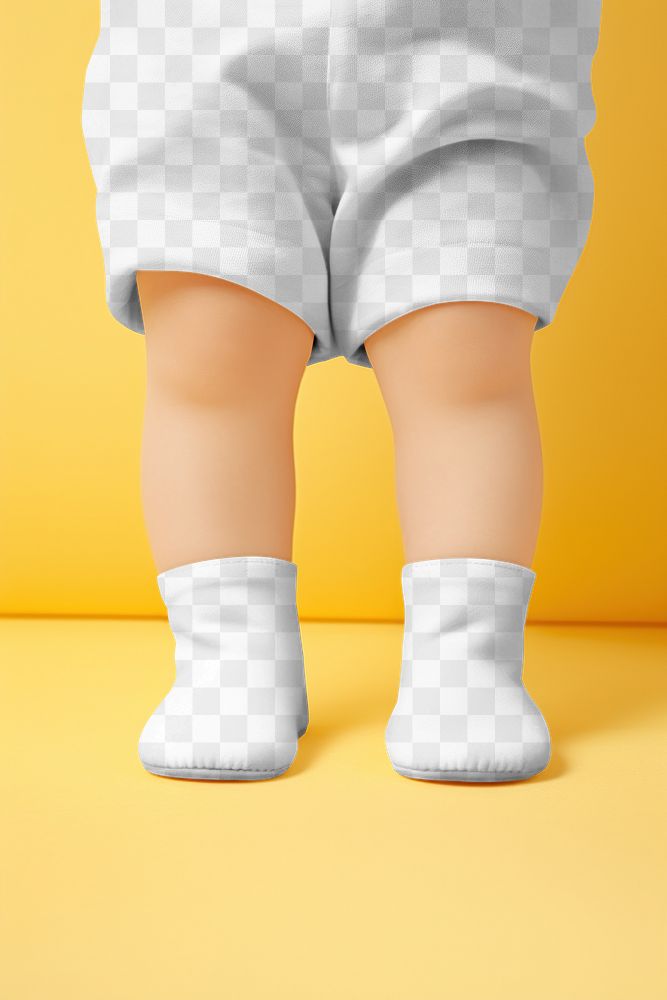 Baby socks png mockup, transparent design