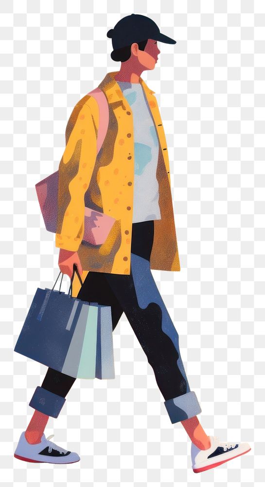 PNG Character walking adult bag. AI generated Image by rawpixel.