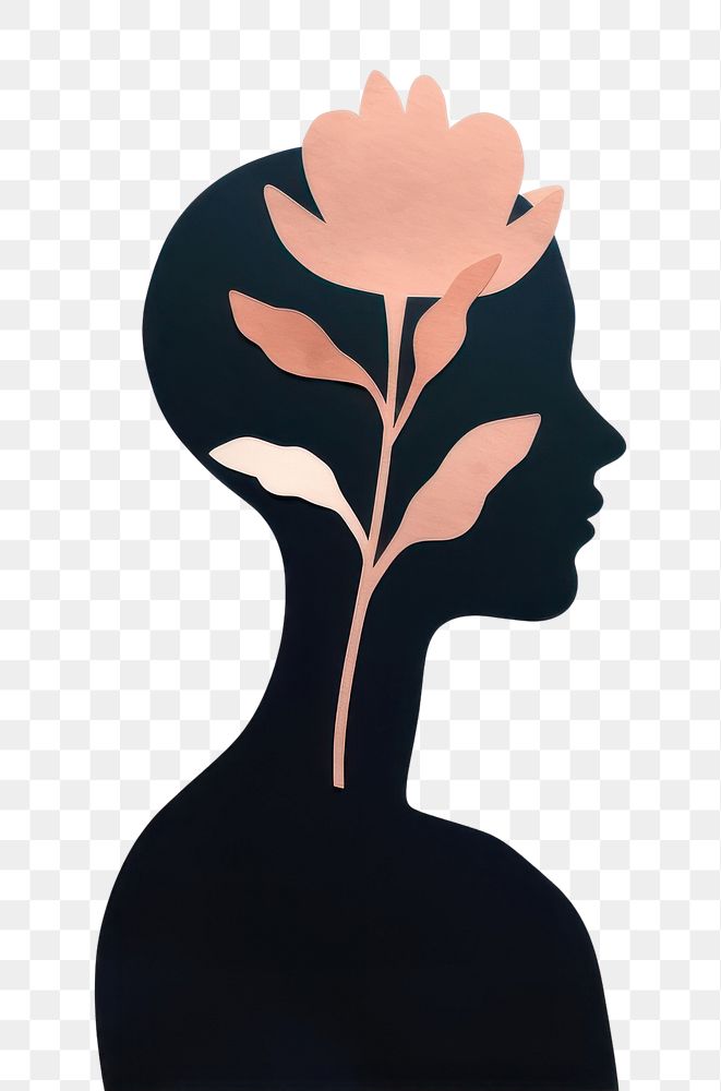 PNG Silhouette art flower adult. AI generated Image by rawpixel.