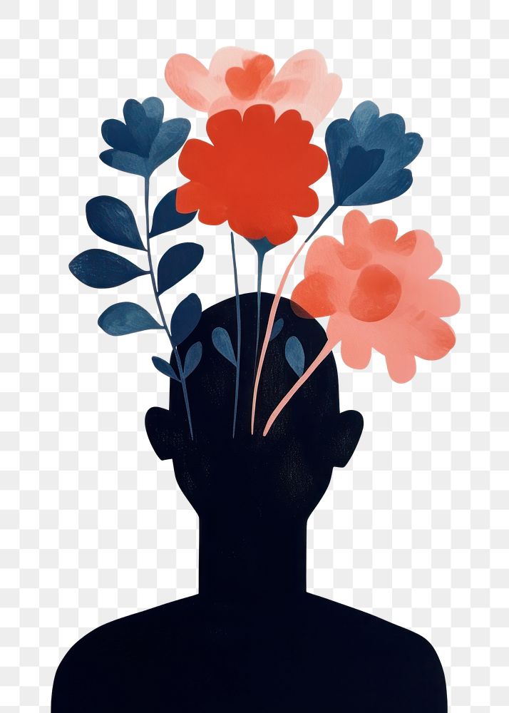 PNG Flower art silhouette adult. AI generated Image by rawpixel.