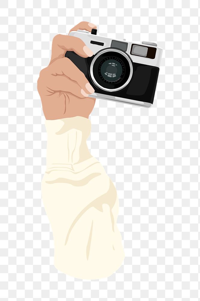 Holding camera png, aesthetic illustration, transparent background