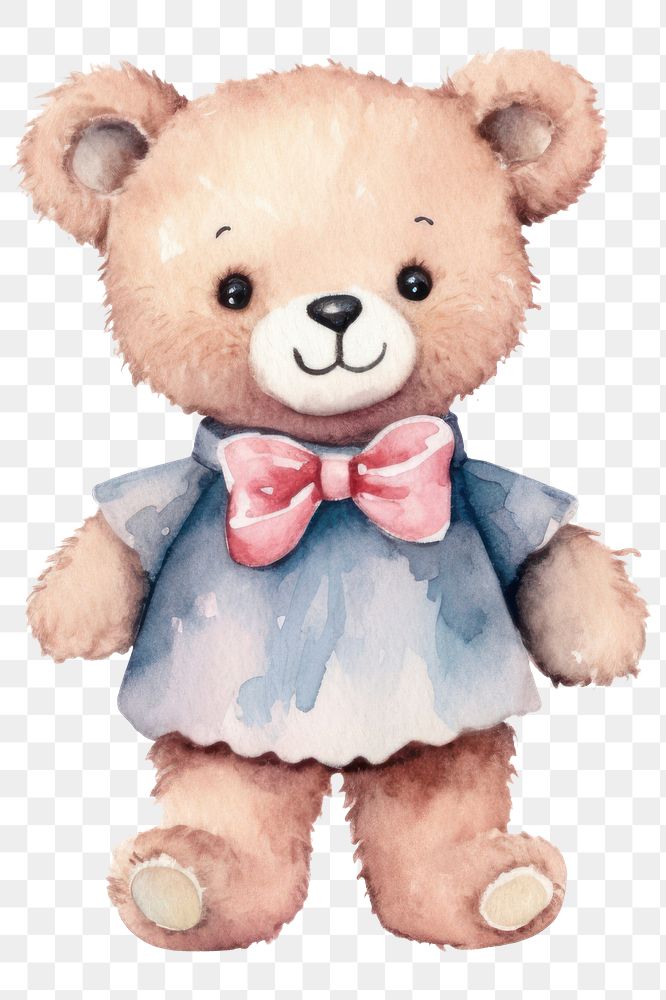 PNG Boy teddy bear, watercolor illustration, transparent background