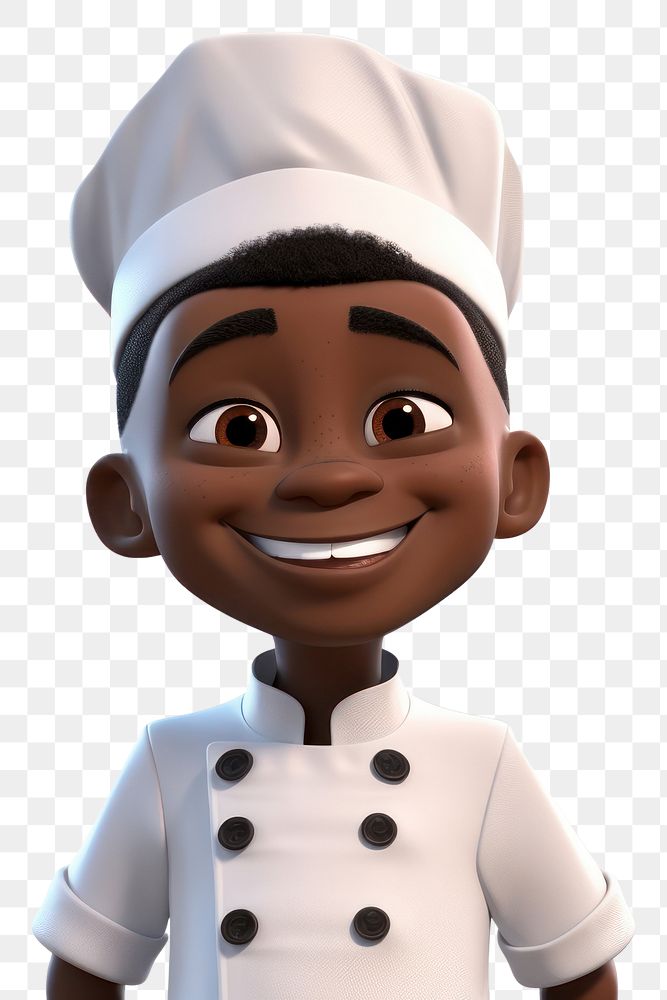 PNG Chef black little boy cartoon smiling  