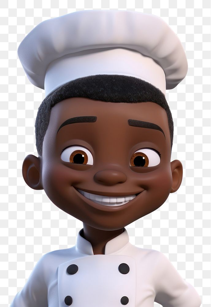 PNG  Chef black little boy cartoon smiling portrait. AI generated Image by rawpixel.